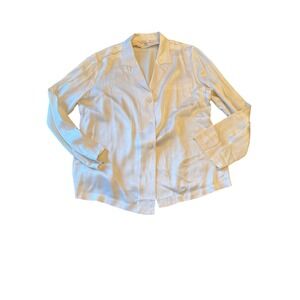 Shimera Pajama Set Ivory 100% Silk Long Sleeve Button Front Pant Set Size M